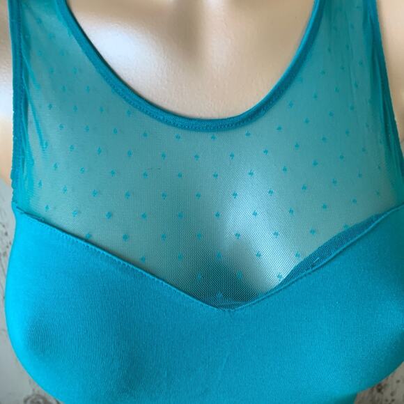 Forever 21 teal blue bodysuit w/ mesh accent - Picture 2 of 5